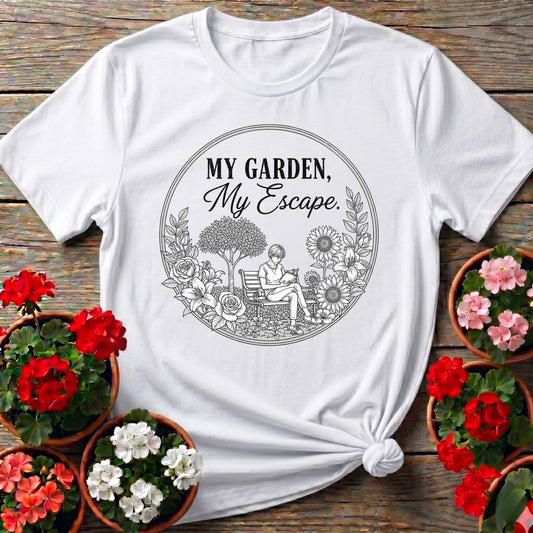 My Garden My Escape Peaceful Line Art Tee - GardeningTshirts