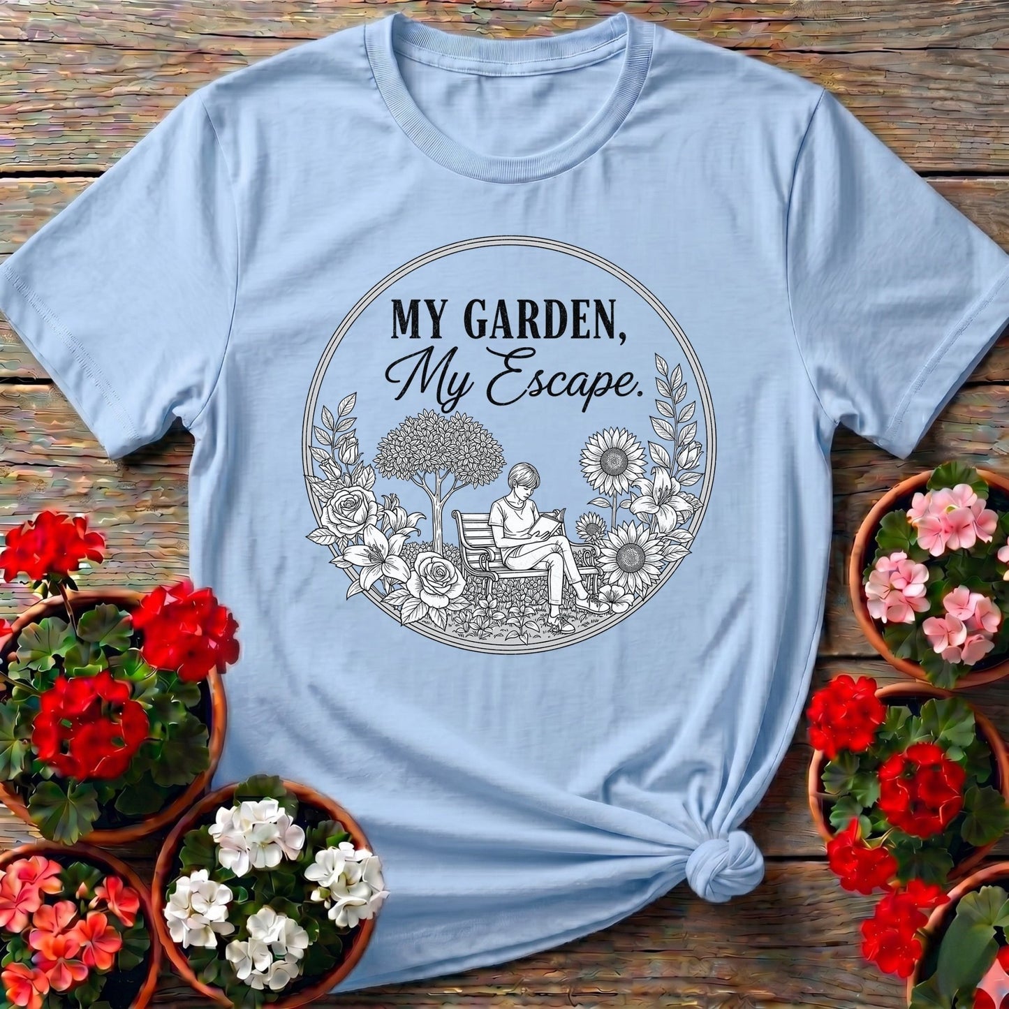My Garden My Escape Peaceful Line Art Tee - GardeningTshirts