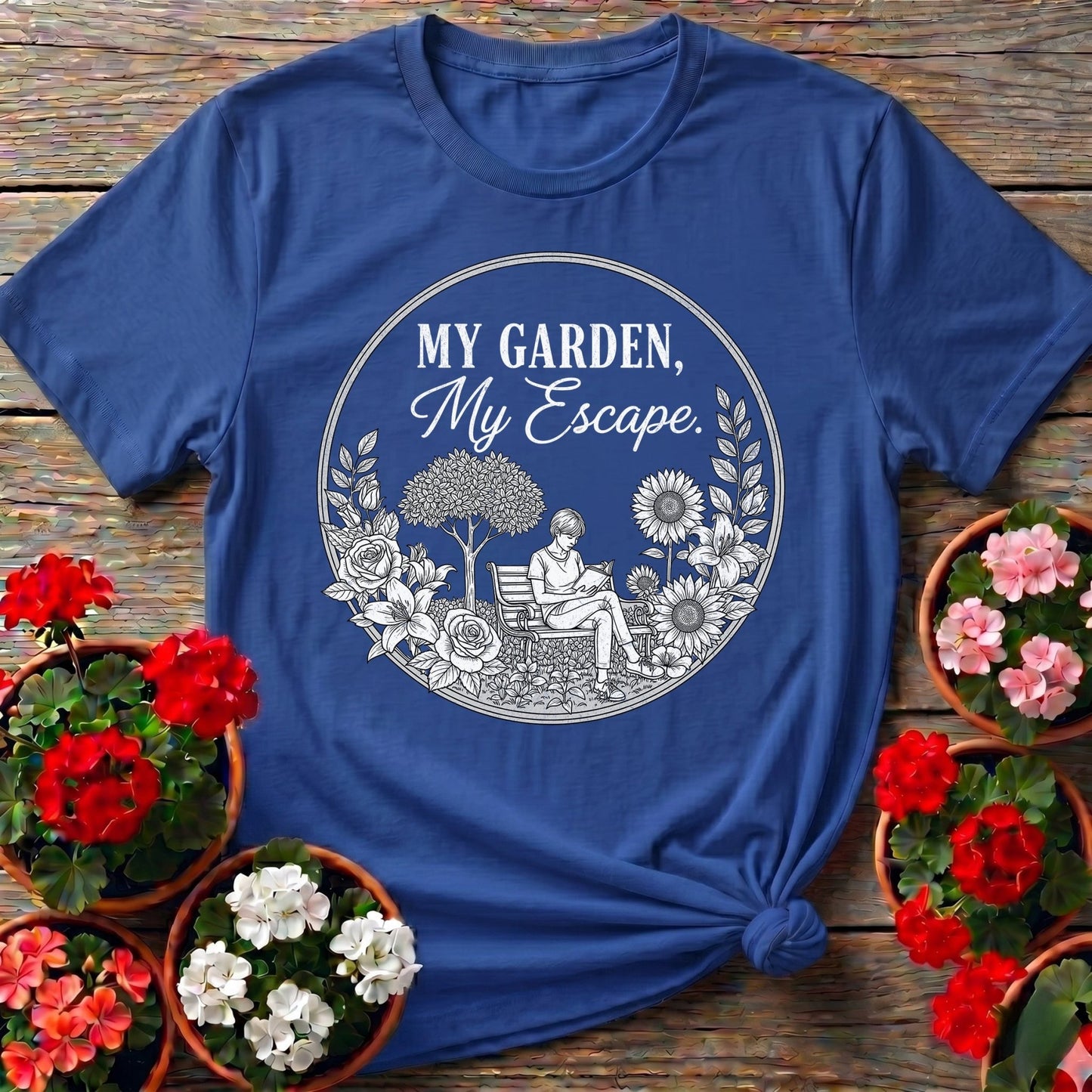 My Garden My Escape Peaceful Line Art Tee - GardeningTshirts