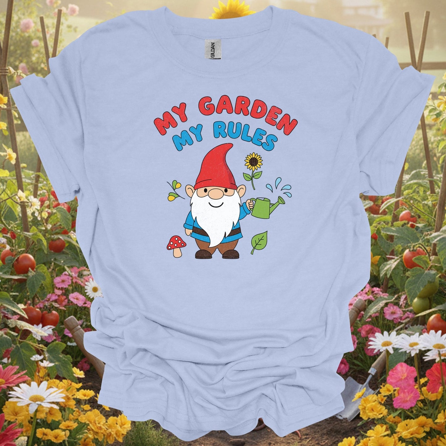"My Garden My Rules" Funny Gnome Whimsical Gardener T-Shirt - GardeningTshirts