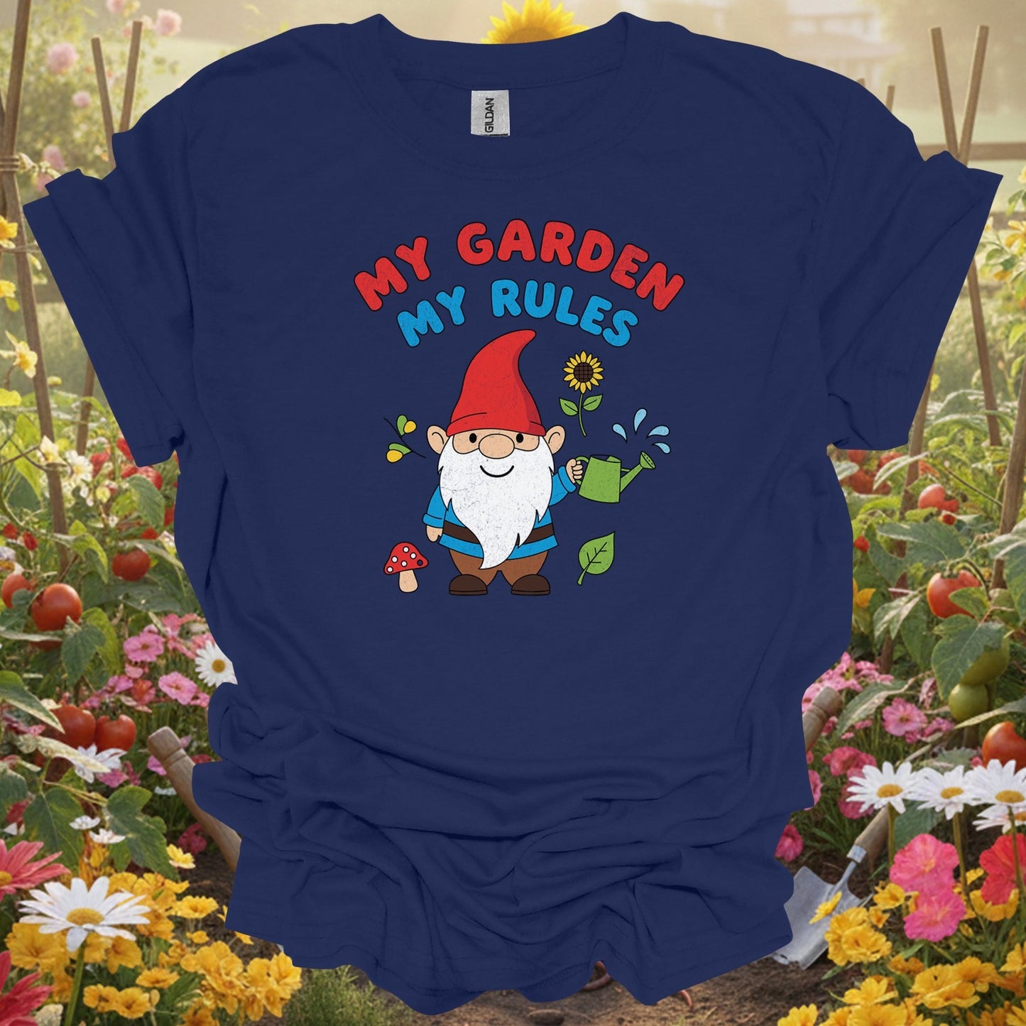 "My Garden My Rules" Funny Gnome Whimsical Gardener T-Shirt - GardeningTshirts