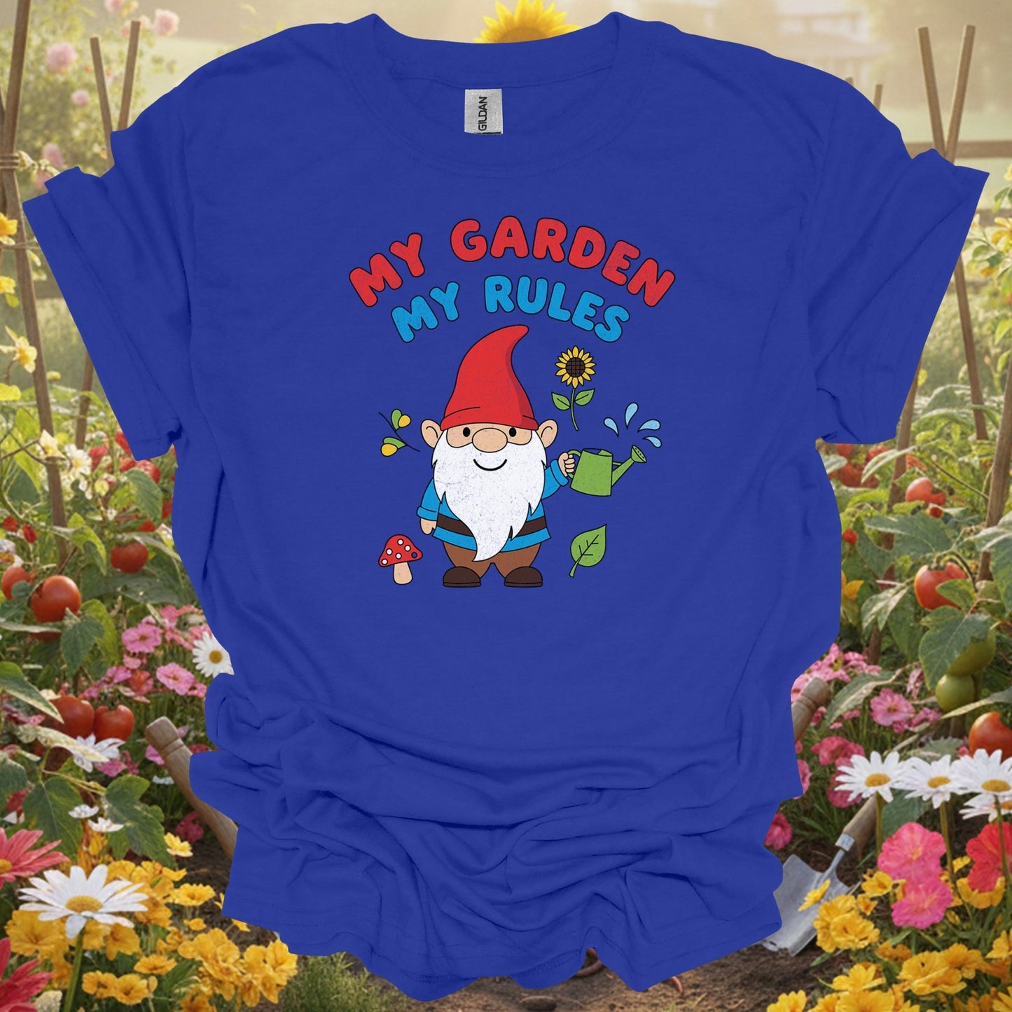 "My Garden My Rules" Funny Gnome Whimsical Gardener T-Shirt - GardeningTshirts
