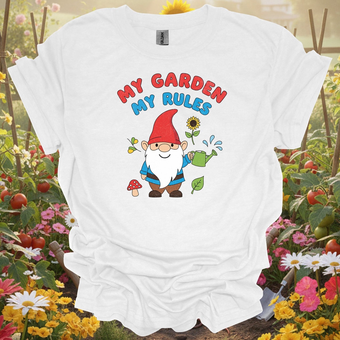 "My Garden My Rules" Funny Gnome Whimsical Gardener T-Shirt - GardeningTshirts