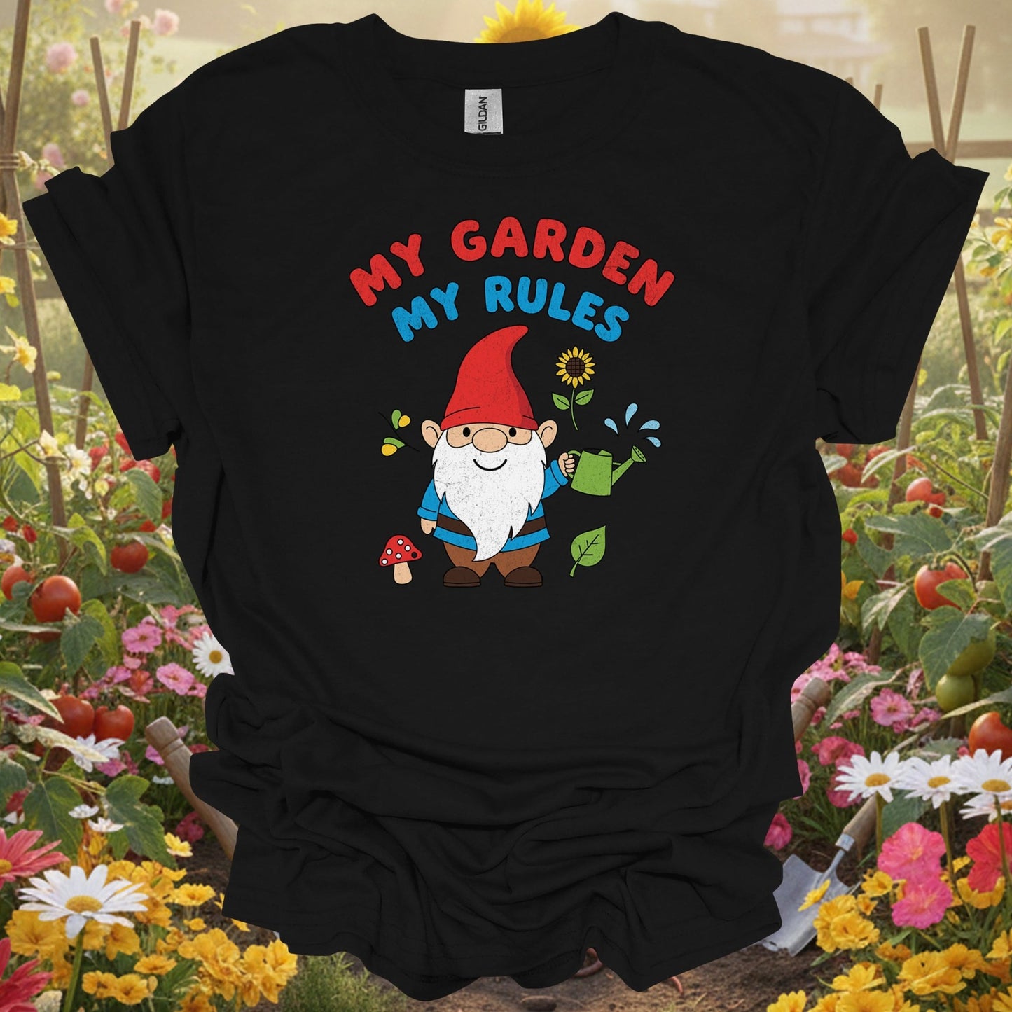 "My Garden My Rules" Funny Gnome Whimsical Gardener T-Shirt - GardeningTshirts