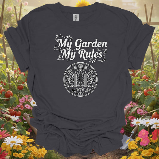 "My Garden My Rules" Gardener Vintage Distressed Botanical Statement T-Shirt - GardeningTshirts