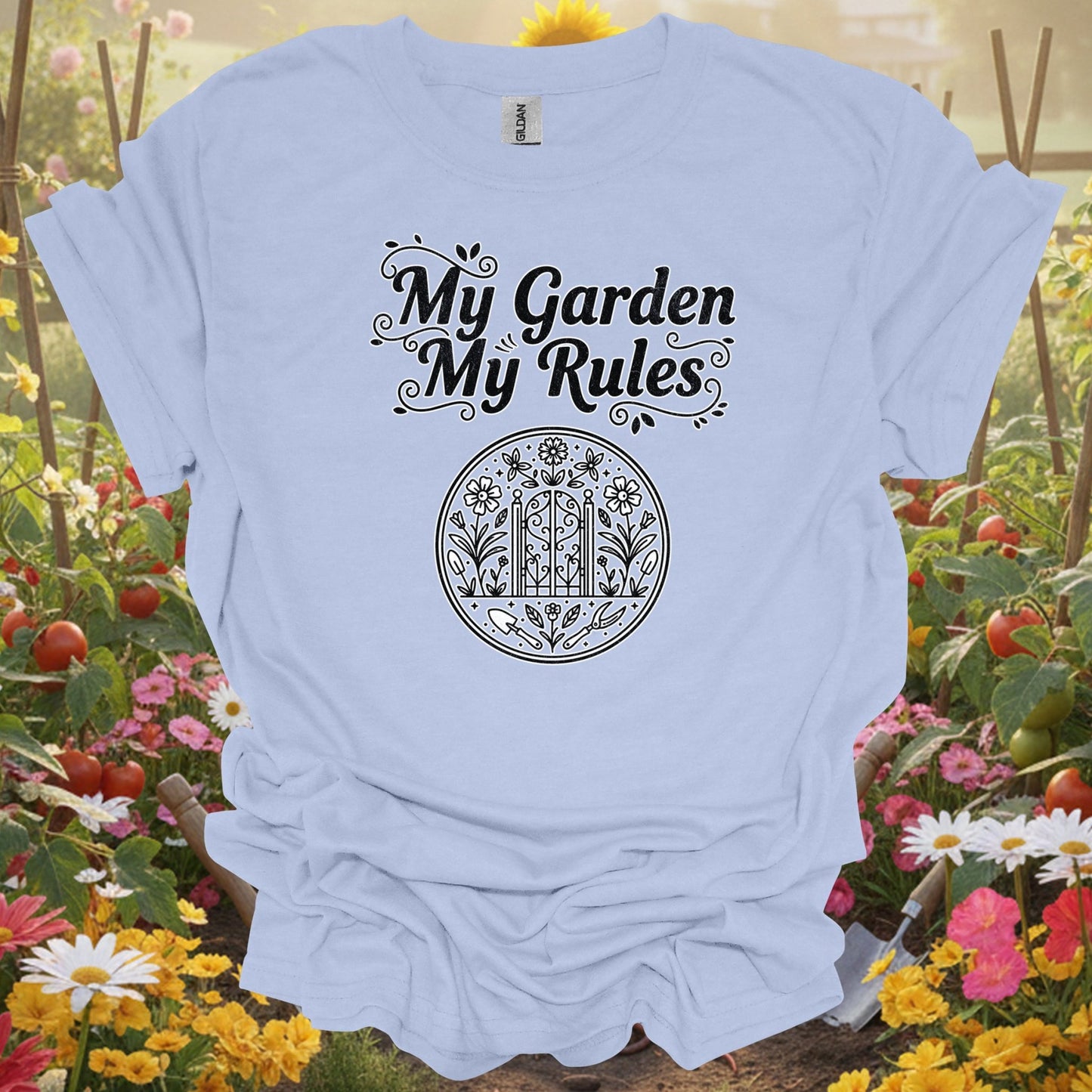 "My Garden My Rules" Gardener Vintage Distressed Botanical Statement T-Shirt - GardeningTshirts
