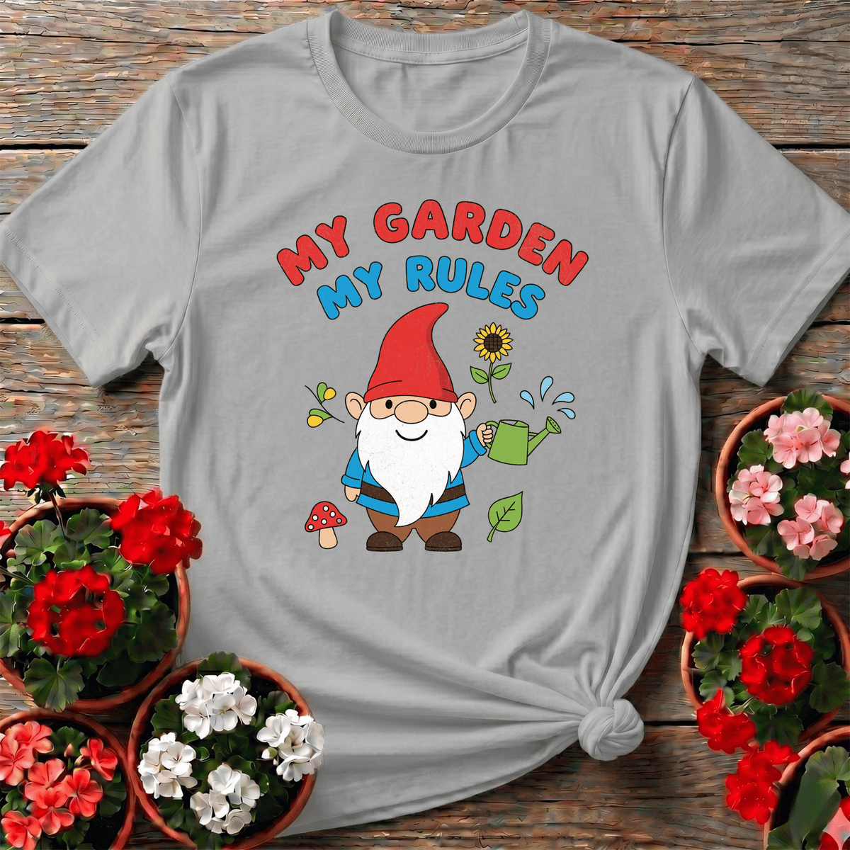 My Garden My Rules Whimsical Gnome T-shirt - GardeningTshirts