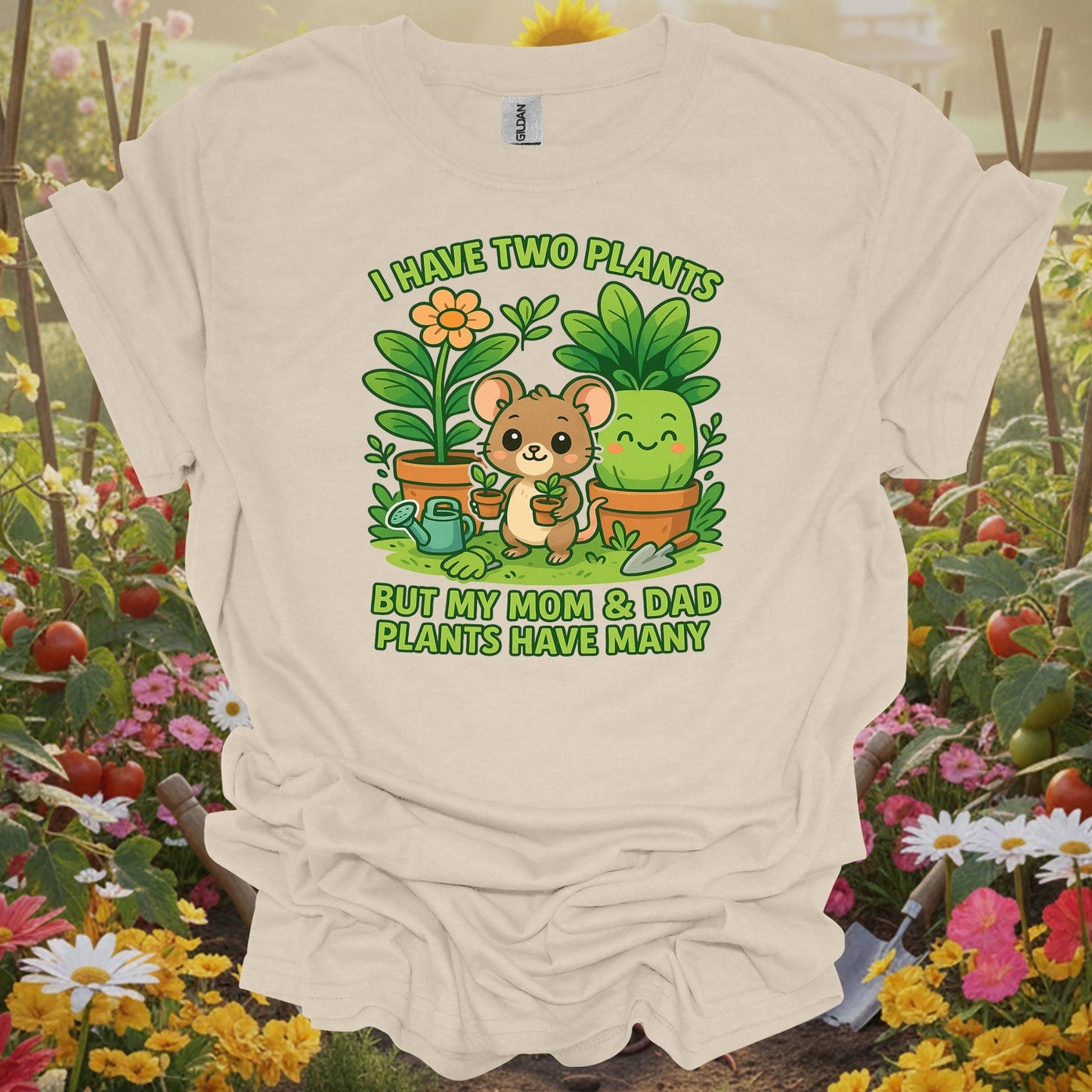 Natural tshirt showing my parents plants have many cute mouse for people who love plants