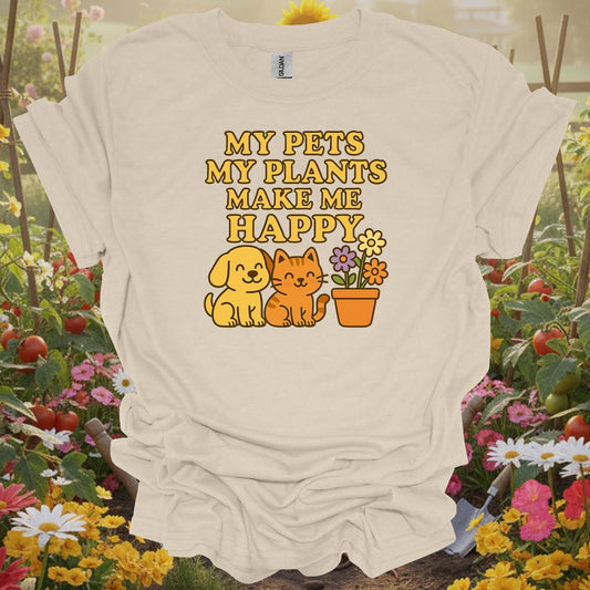 Natural tshirt showing my pets my plants make me happy kawaii for gardening enthusiasts