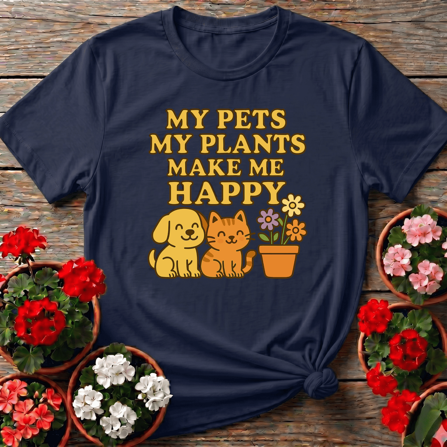 My Pets My Plants Make Me Happy Kawaii Tee - GardeningTshirts