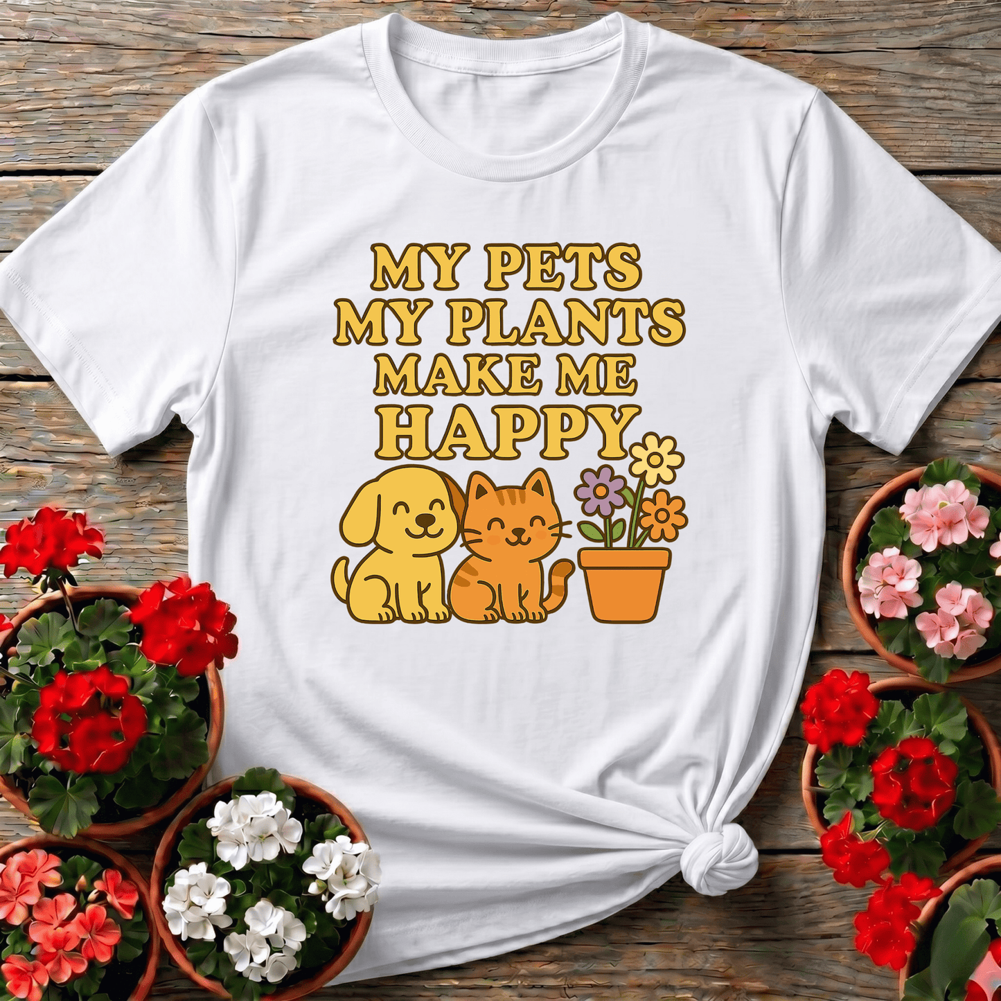 My Pets My Plants Make Me Happy Kawaii Tee - GardeningTshirts