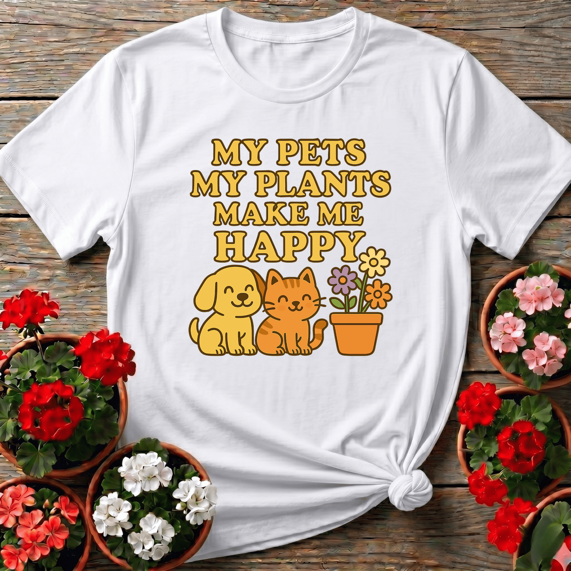 My Pets My Plants Make Me Happy Kawaii Tee - GardeningTshirts