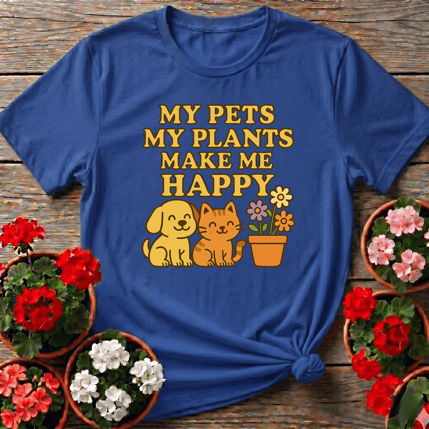My Pets My Plants Make Me Happy Kawaii Tee - GardeningTshirts
