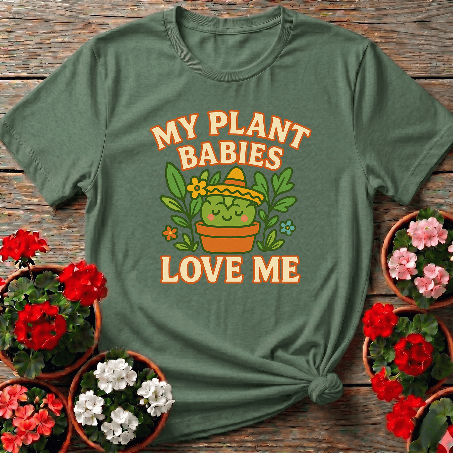 My Plant Babies Love Me Funny Kawaii Succulent Tee - GardeningTshirts