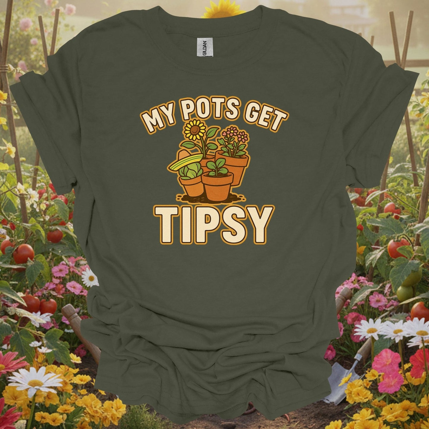 My Pots Get Tipsy Funny Gardening Pun T-Shirt - GardeningTshirts