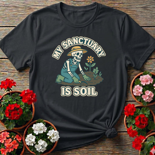 My Sanctuary Is Soil Skeleton Gardener T-shirt - GardeningTshirts
