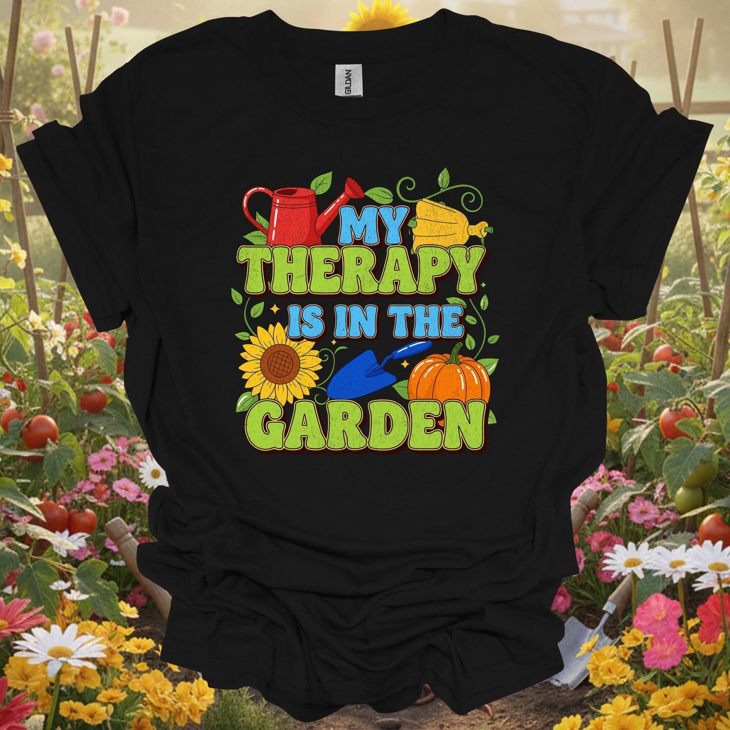 "My Therapy Is In The Garden" Vibrant T-Shirt - GardeningTshirts