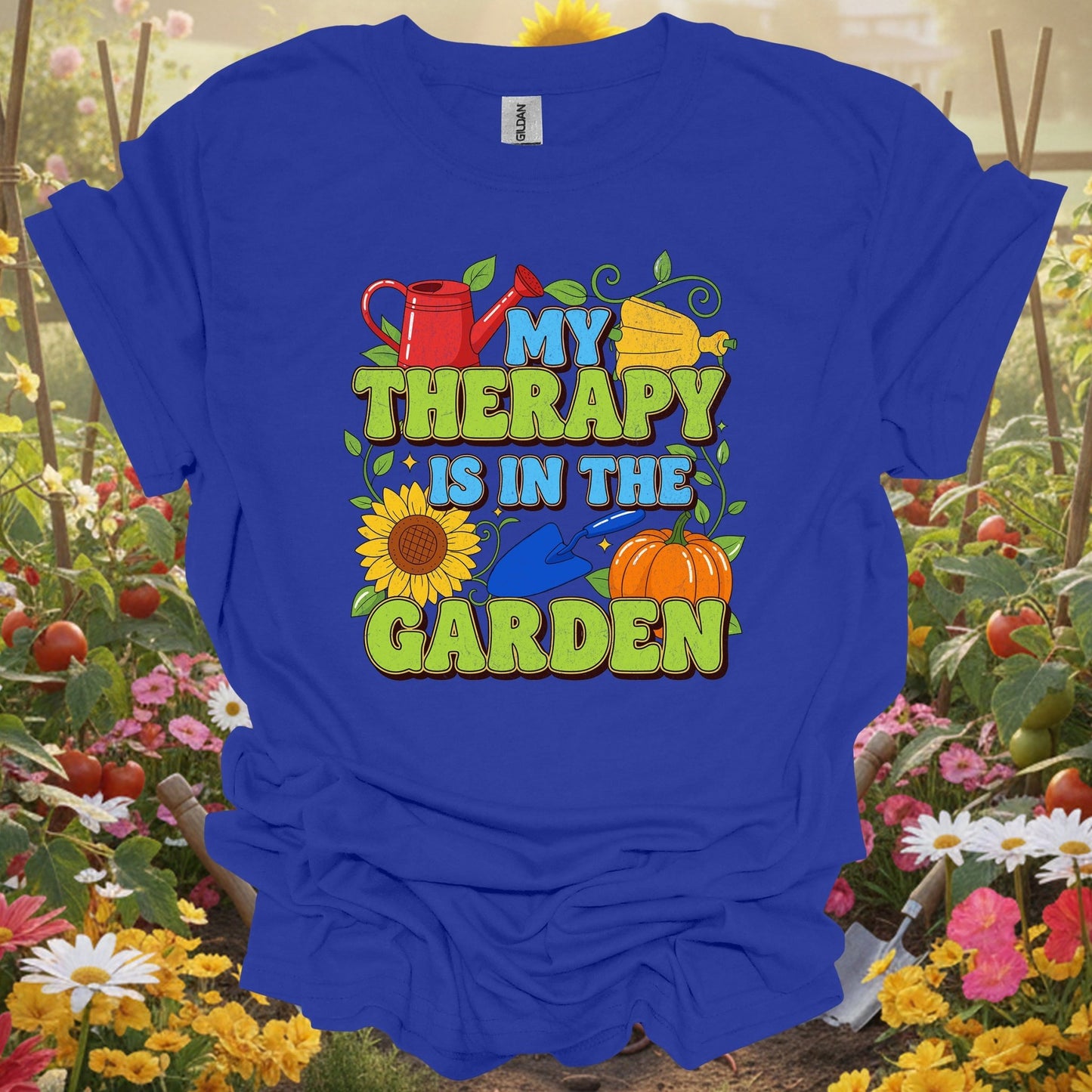 "My Therapy Is In The Garden" Vibrant T-Shirt - GardeningTshirts