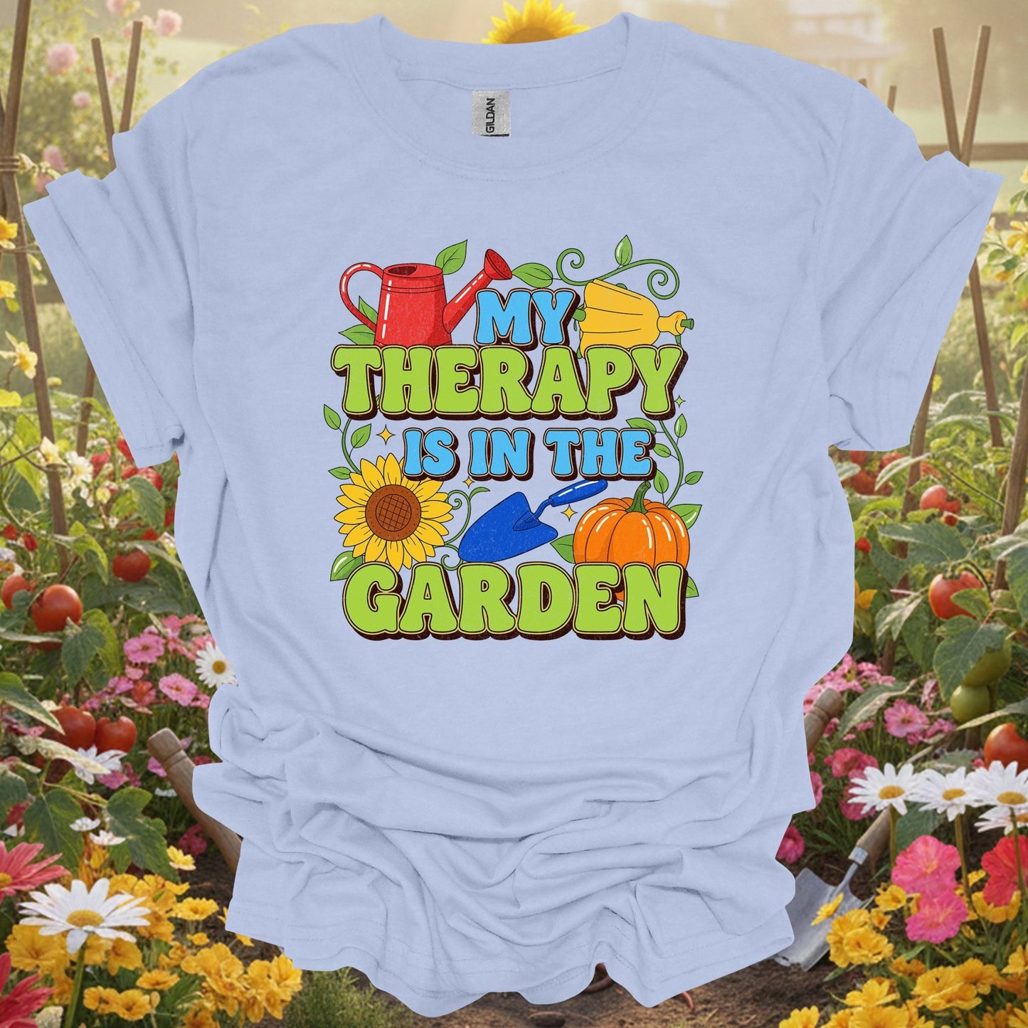 "My Therapy Is In The Garden" Vibrant T-Shirt - GardeningTshirts