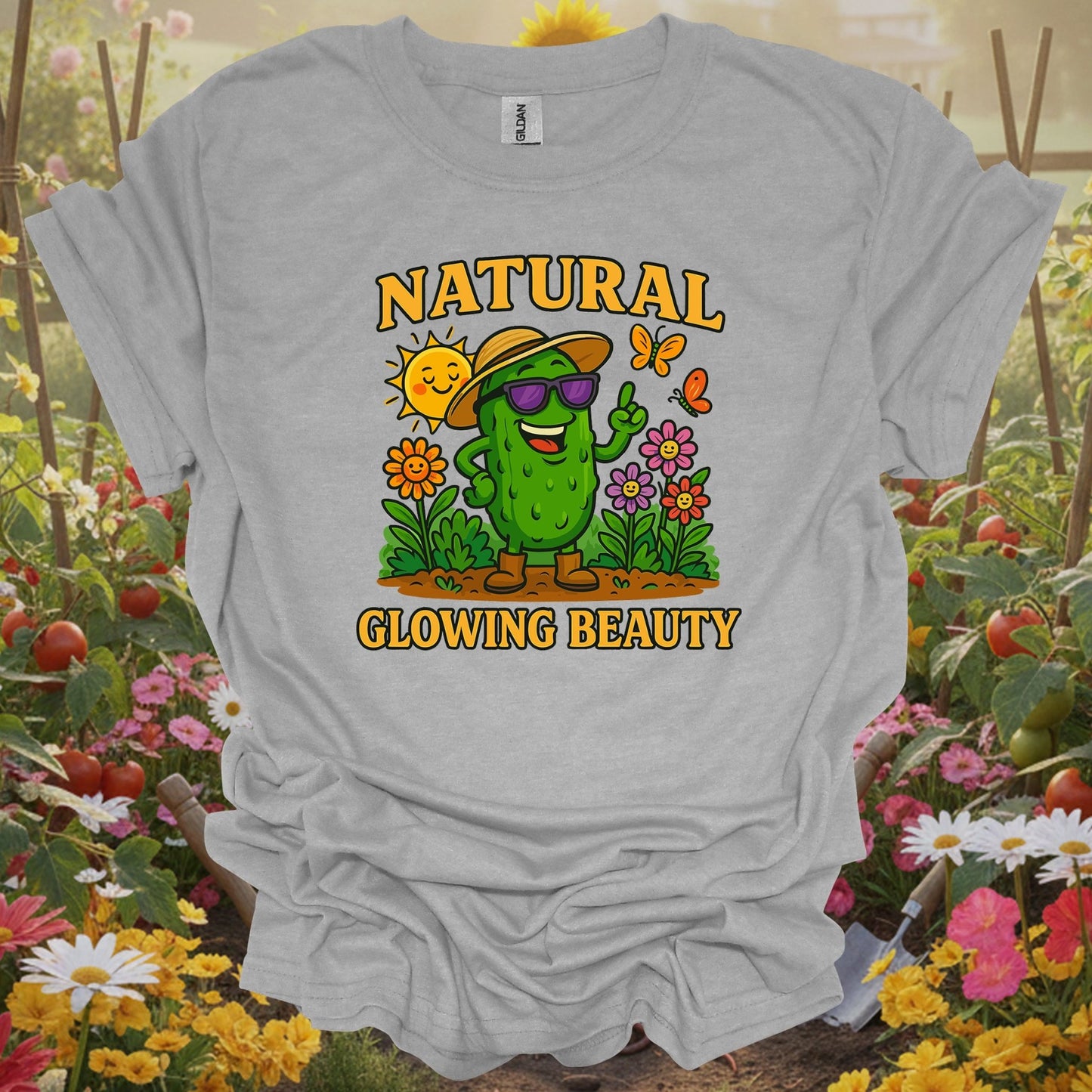 Sport Grey tshirt showing natural glowing beauty funny pickle for gardening enthusiasts