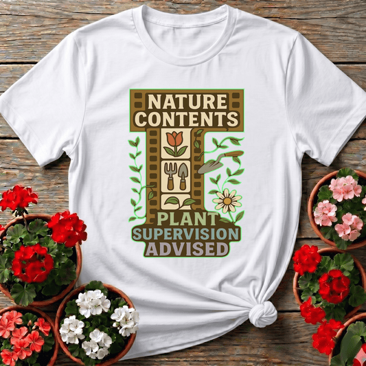 Nature Contents Plant Supervision Advised Retro T-shirt - GardeningTshirts