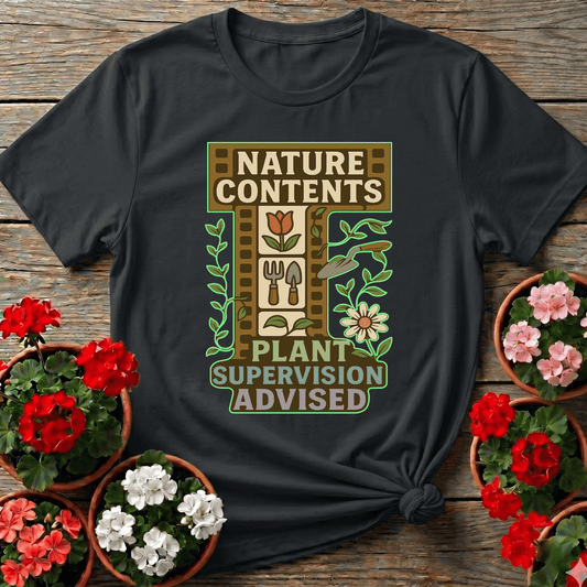Nature Contents Plant Supervision Advised Retro T-shirt - GardeningTshirts