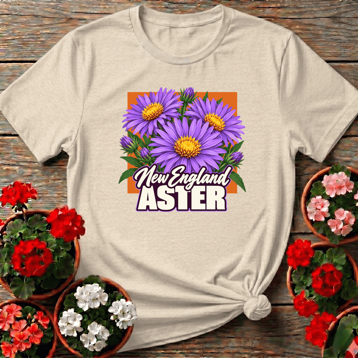 New England Aster Flower Gardening T-Shirt - GardeningTshirts