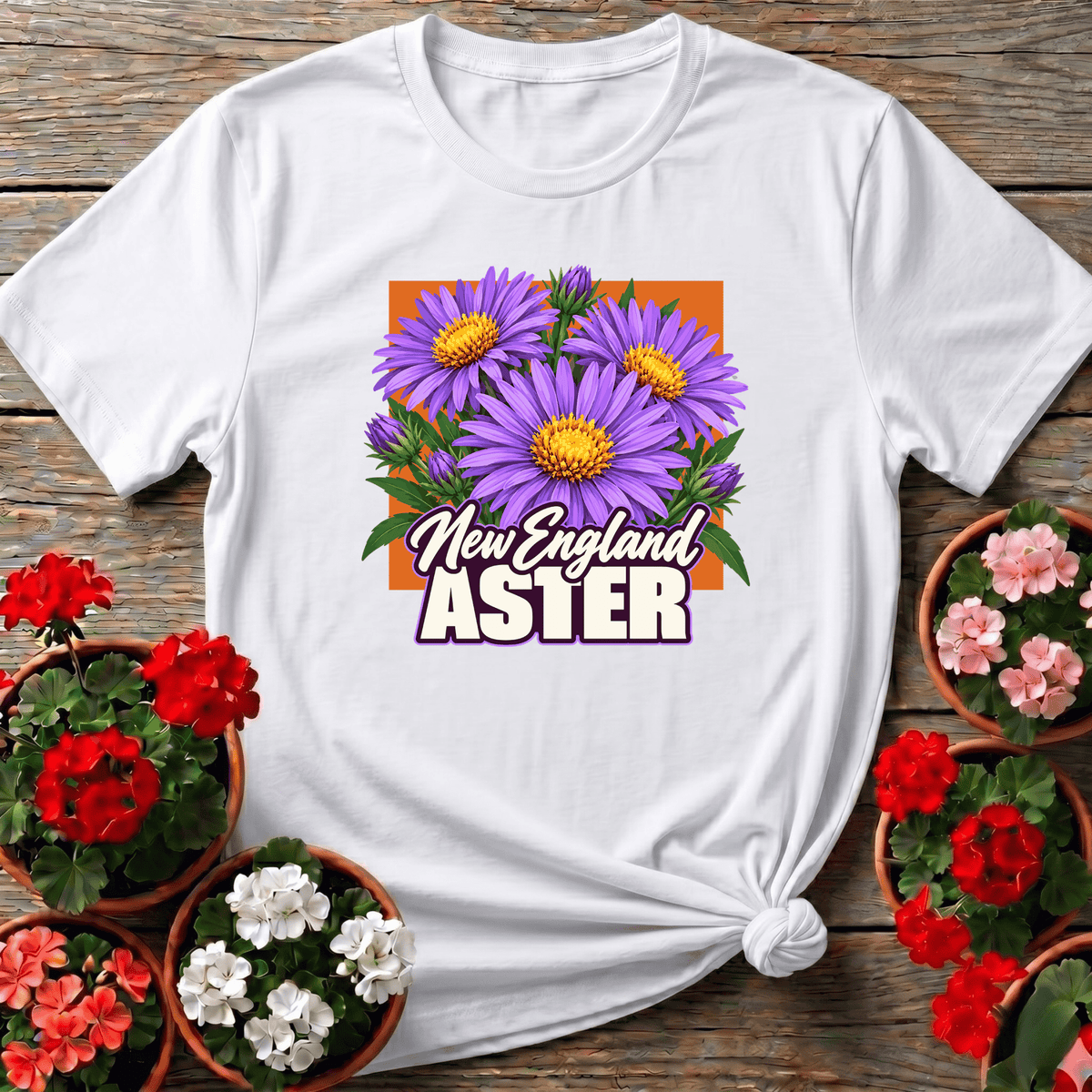New England Aster Flower Gardening T-Shirt - GardeningTshirts
