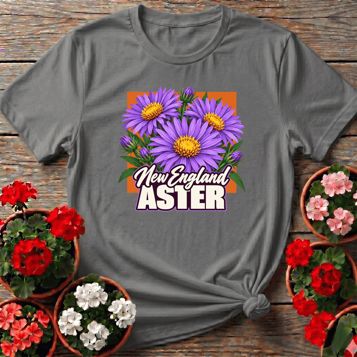 New England Aster Flower Gardening T-Shirt - GardeningTshirts