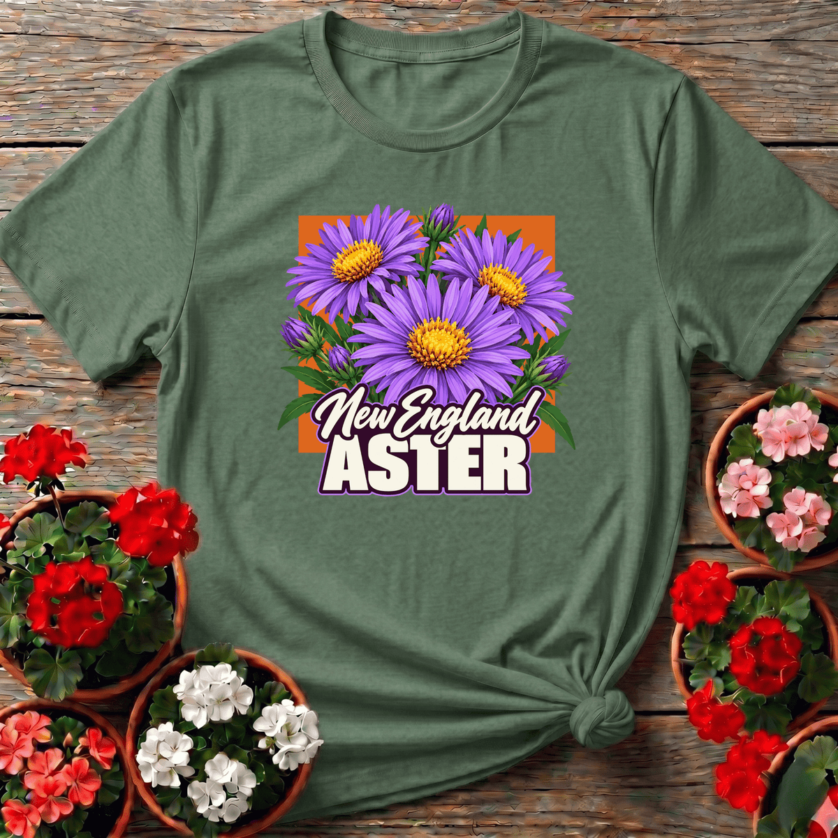 New England Aster Flower Gardening T-Shirt - GardeningTshirts