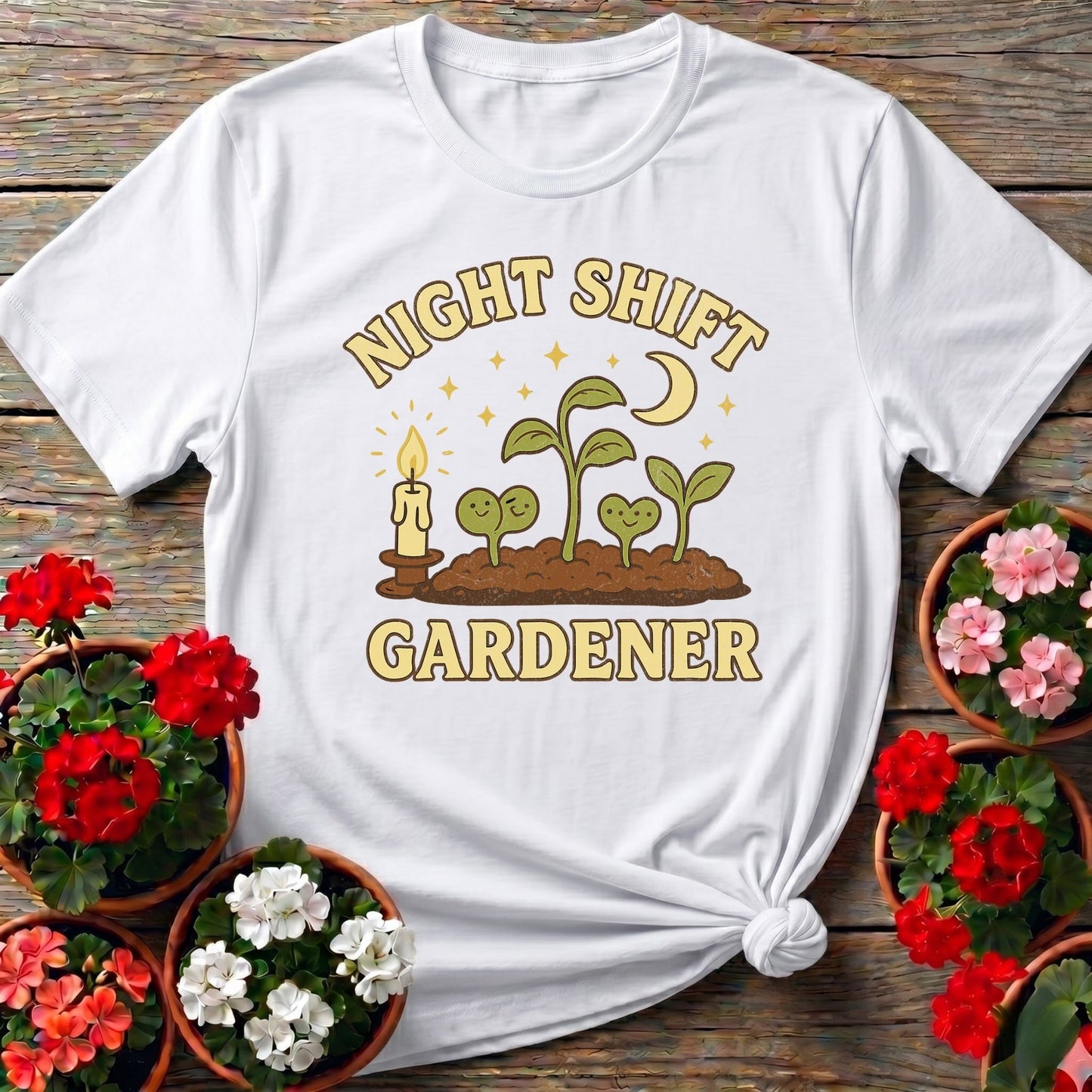 Night Shift Gardener Whimsical Vintage Tee - GardeningTshirts