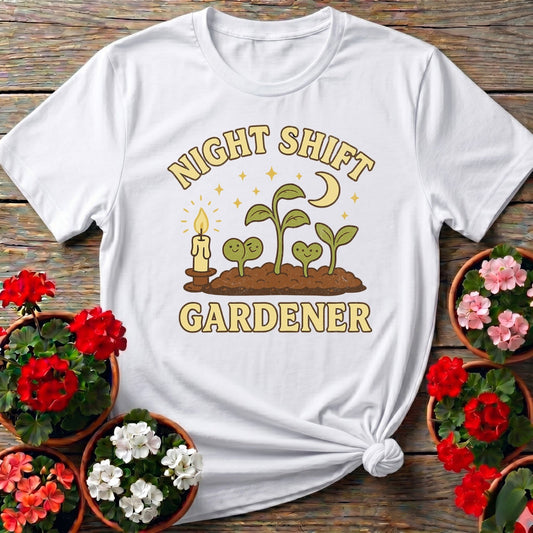 Night Shift Gardener Whimsical Vintage Tee - GardeningTshirts