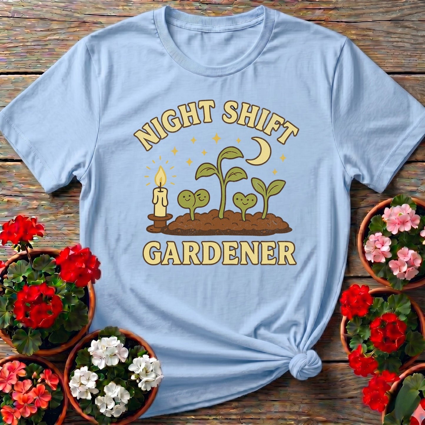 Night Shift Gardener Whimsical Vintage Tee - GardeningTshirts