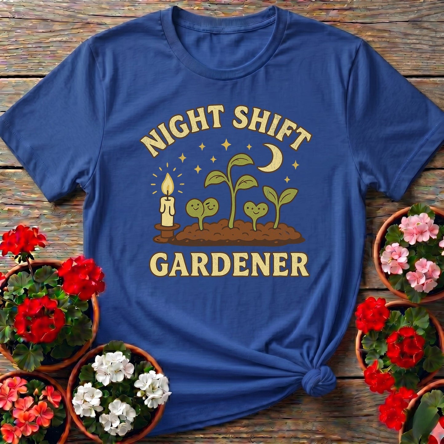 Night Shift Gardener Whimsical Vintage Tee - GardeningTshirts