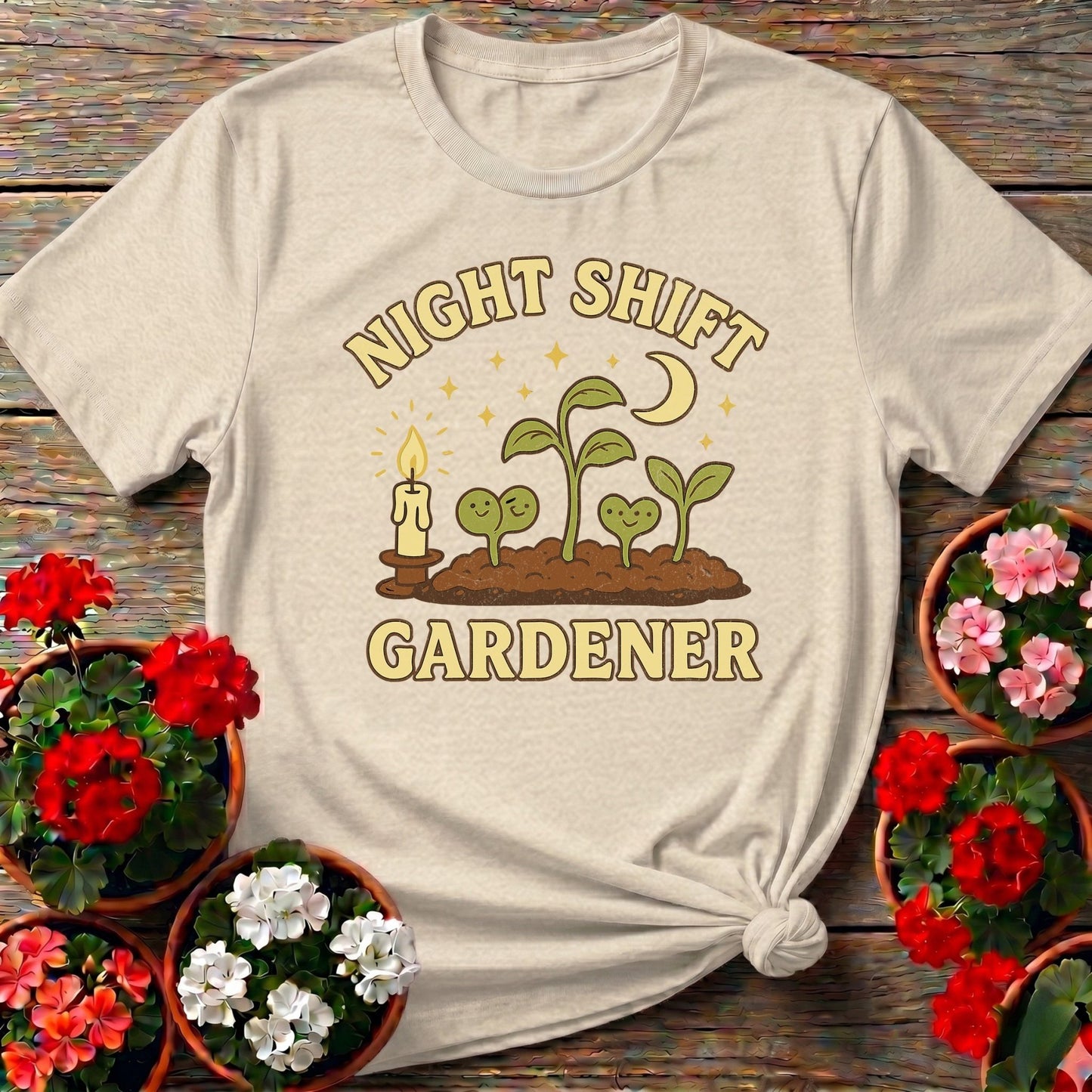 Night Shift Gardener Whimsical Vintage Tee - GardeningTshirts