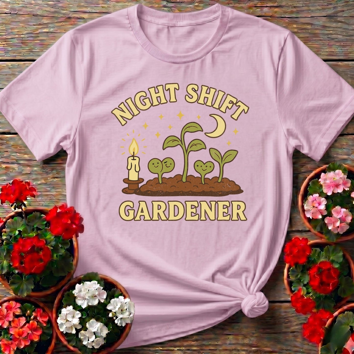 Night Shift Gardener Whimsical Vintage Tee - GardeningTshirts