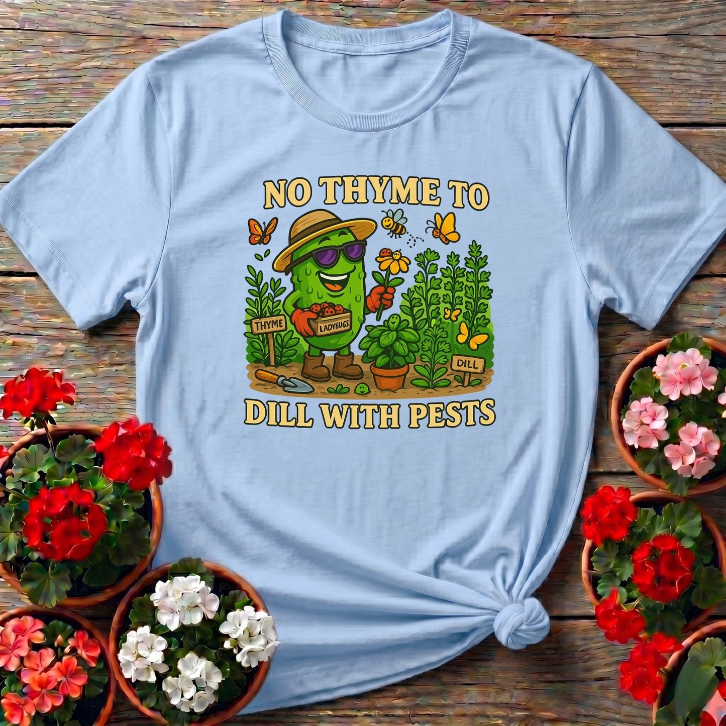 No Thyme To Dill With Pests Funny Pickle Tee - GardeningTshirts