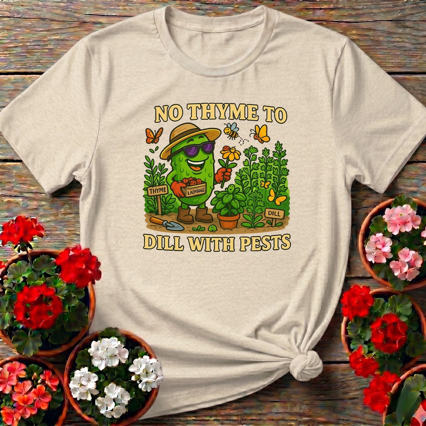 No Thyme To Dill With Pests Funny Pickle Tee - GardeningTshirts