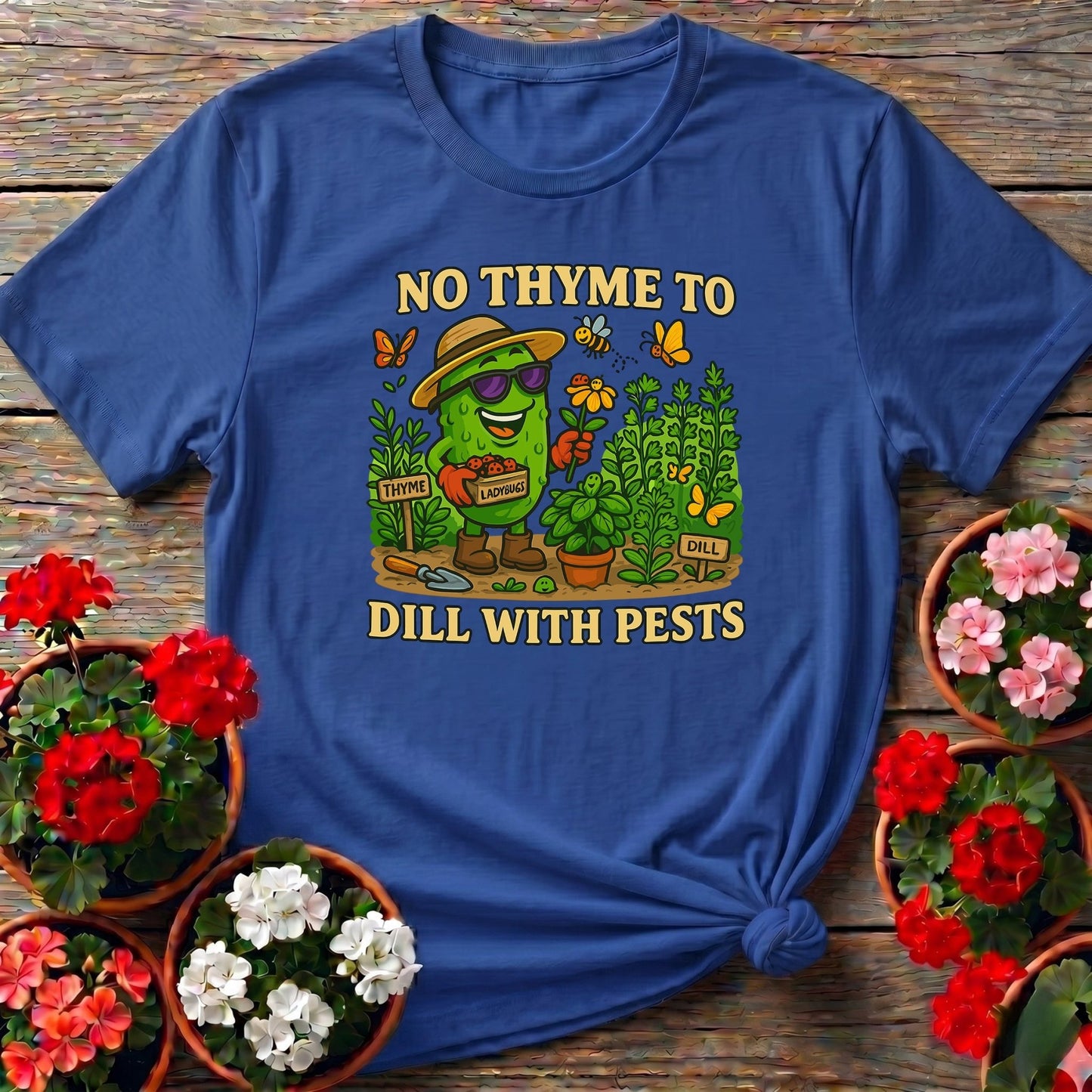 No Thyme To Dill With Pests Funny Pickle Tee - GardeningTshirts