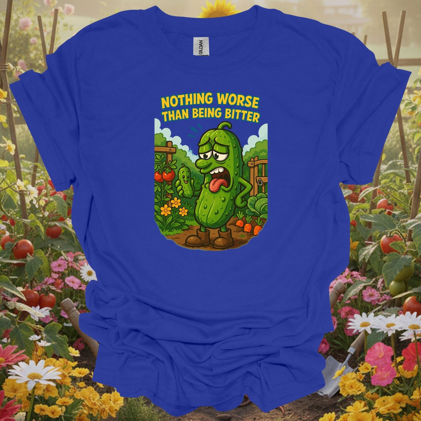 Royal top showing grumpy bitter cucumber funny vegetable garden for fun-loving growers