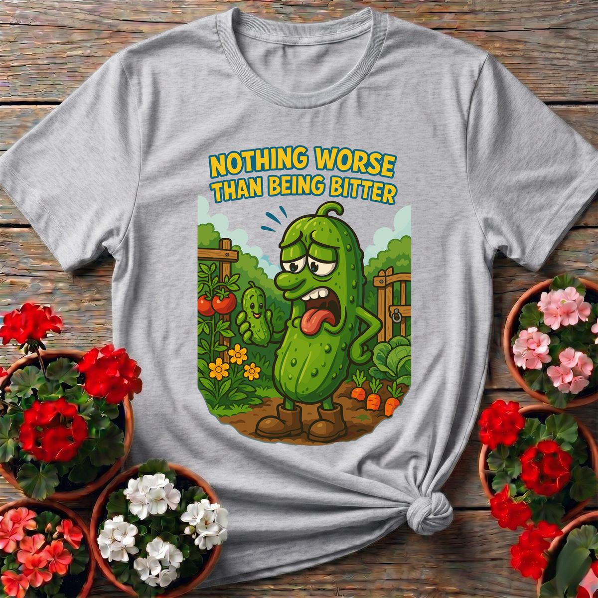 Grumpy Bitter Cucumber Funny Vegetable Garden Tee - GardeningTshirts