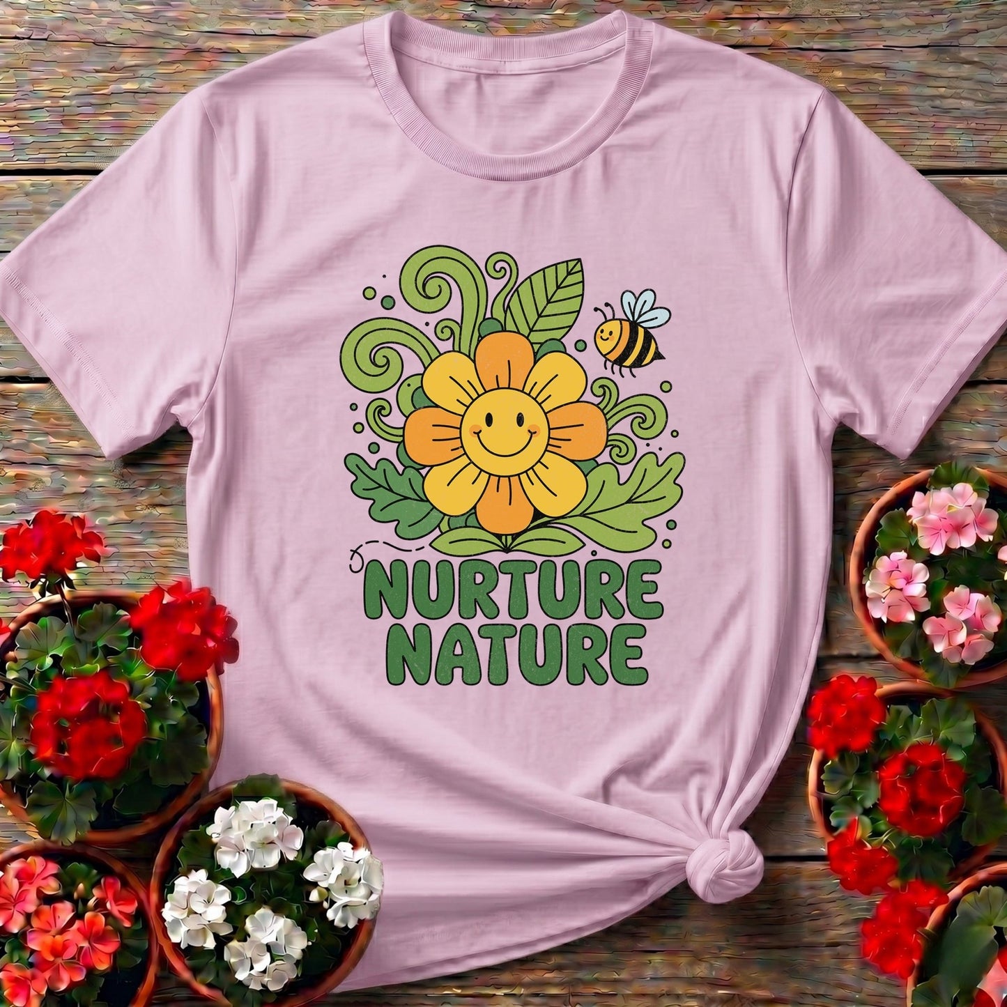 Nurture Nature Groovy Flower T-shirt - GardeningTshirts