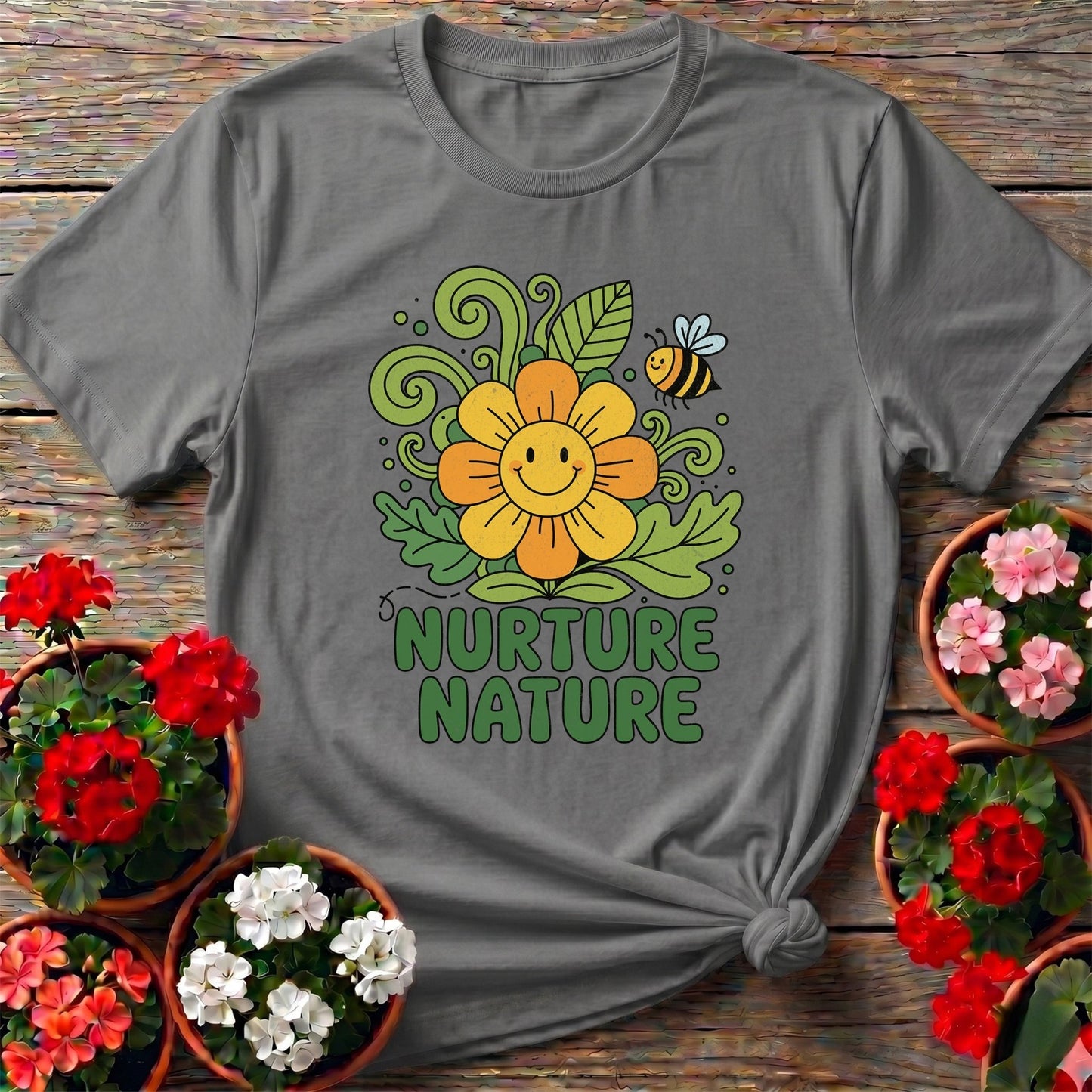 Nurture Nature Groovy Flower T-shirt - GardeningTshirts