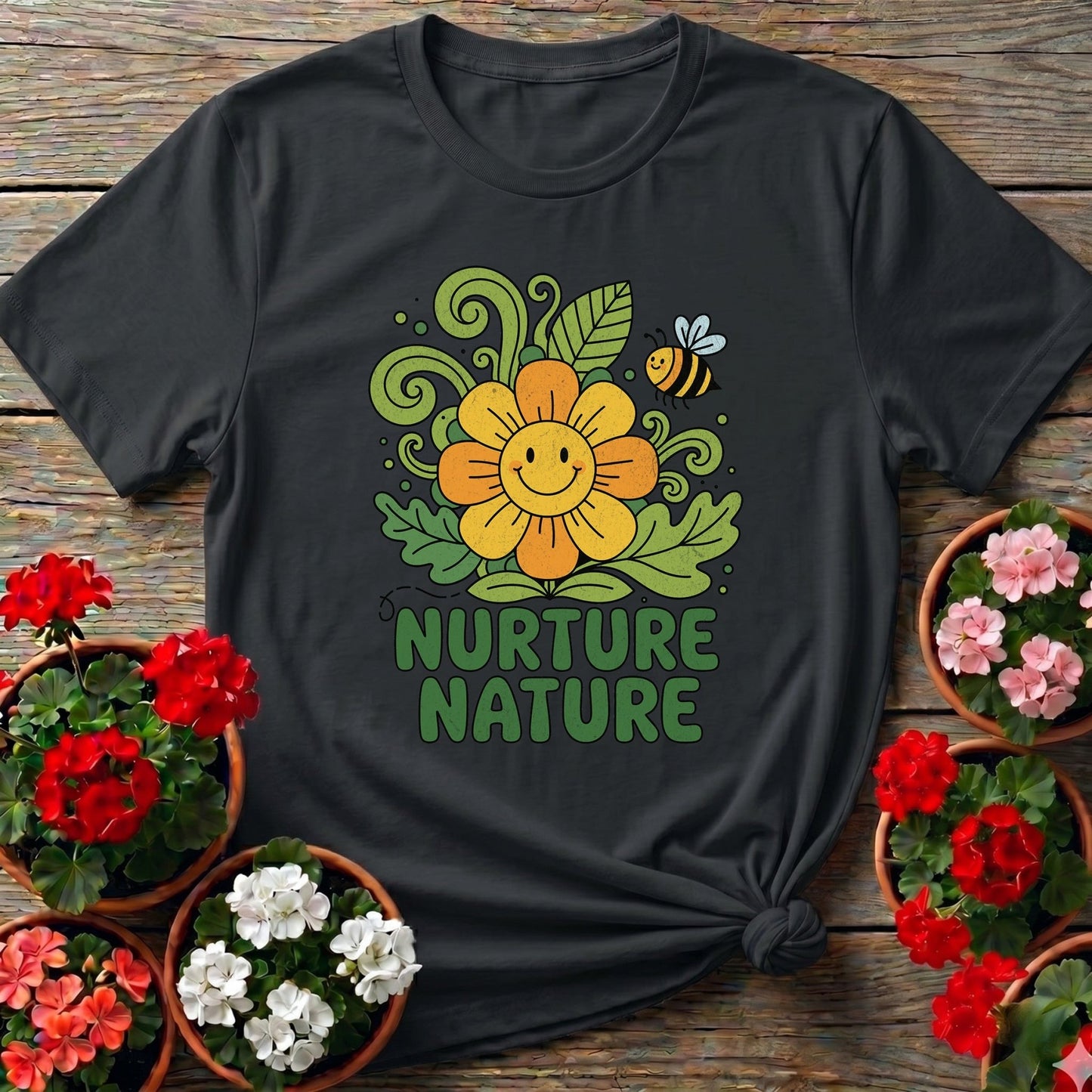Nurture Nature Groovy Flower T-shirt - GardeningTshirts
