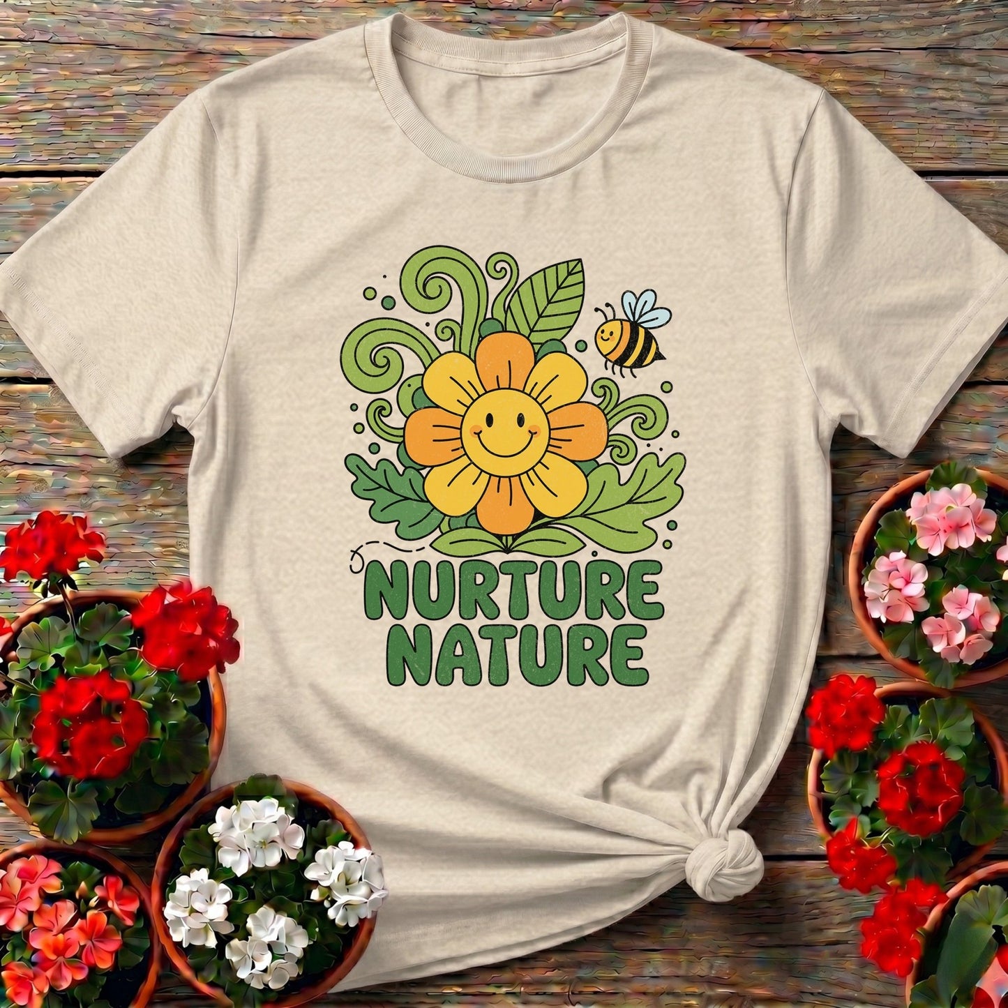 Nurture Nature Groovy Flower T-shirt - GardeningTshirts