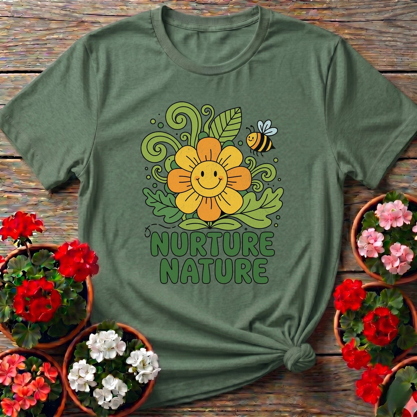 Nurture Nature Groovy Flower T-shirt - GardeningTshirts