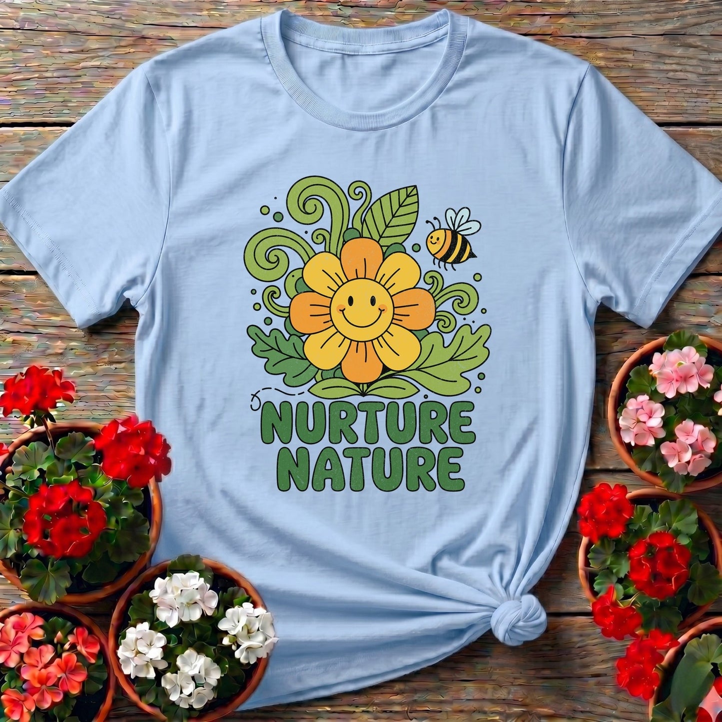 Nurture Nature Groovy Flower T-shirt - GardeningTshirts