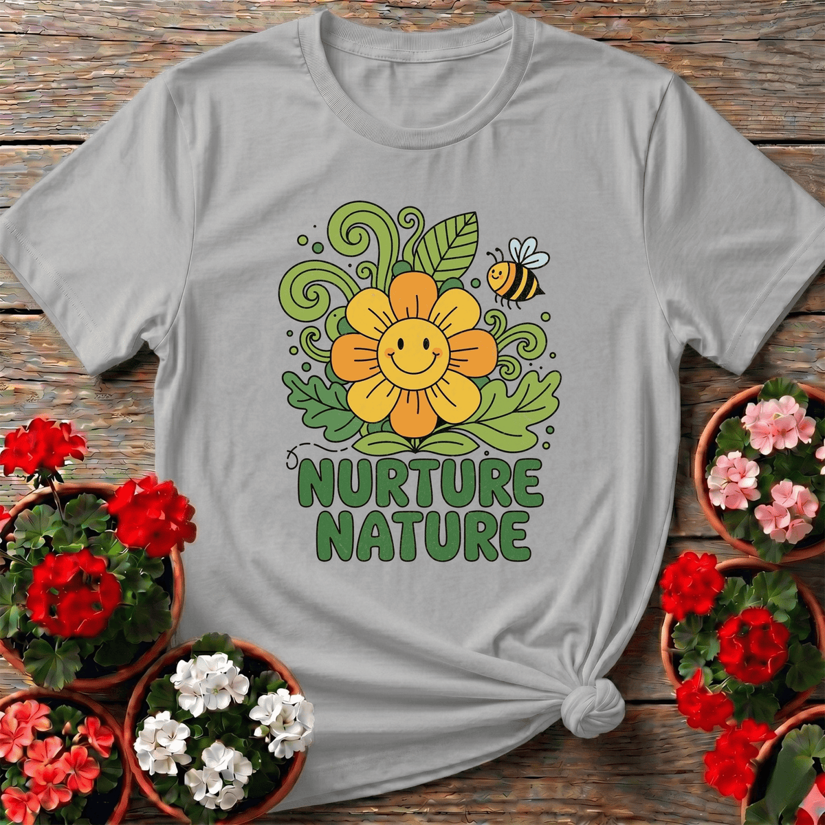 Nurture Nature Groovy Flower T-shirt - GardeningTshirts