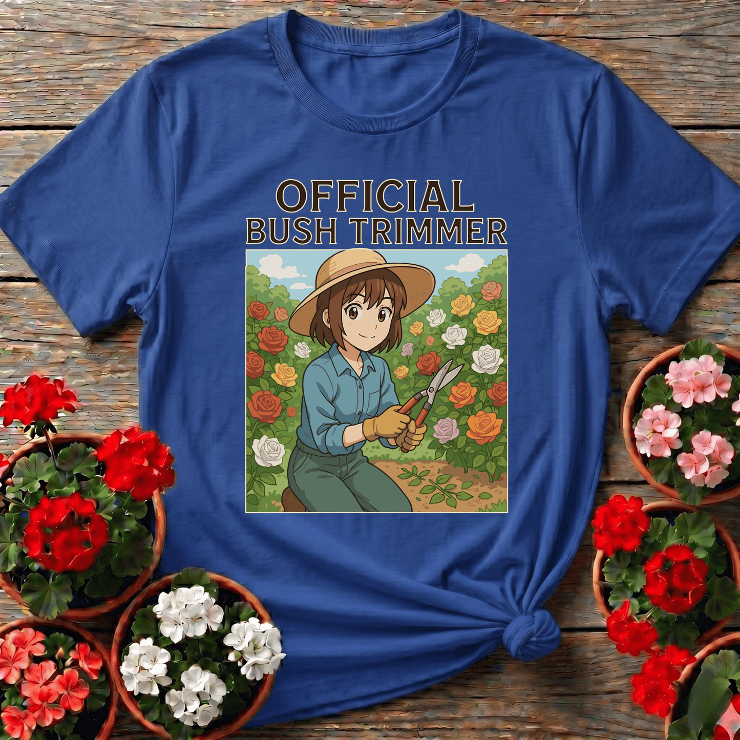 Official Bush Trimmer Anime Rose Garden Gardening T-Shirt - GardeningTshirts
