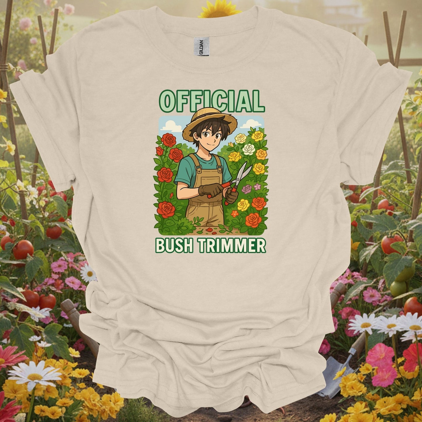 Natural tshirt showing anime official bush trimmer funny gardening for people who find garden humor